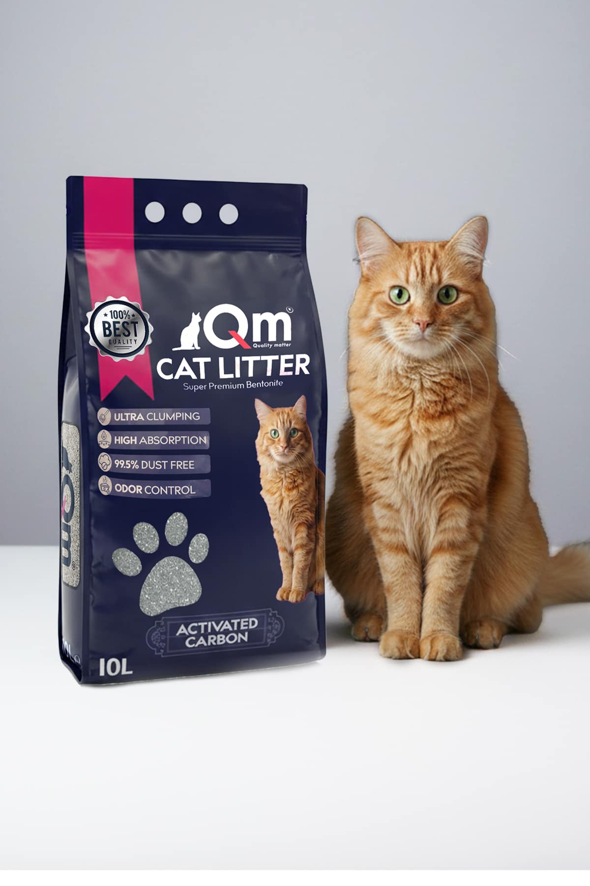 Qm Aktif Karbonlu Süper Premium Bentonit Kedi Kumu